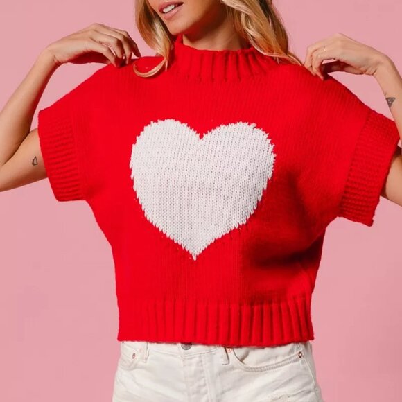 BiBi Rib Banded Heart Pattern Valentines Sweater - Picture 5 of 16